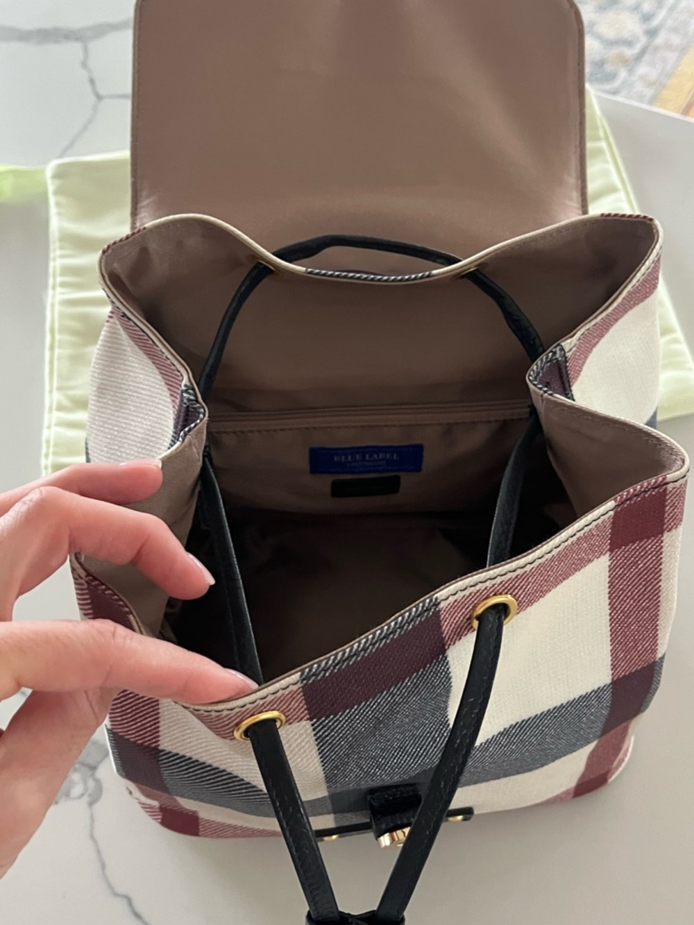 Burberry of Japan Exclusive Blue Label Crestbridge Check Canvas Backpack - NWOT - Picture 9 of 16